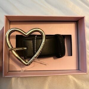 Juicy Couture Black Belt Gold Heart Buckle Women’s L/XL fun unique New NWT NIB